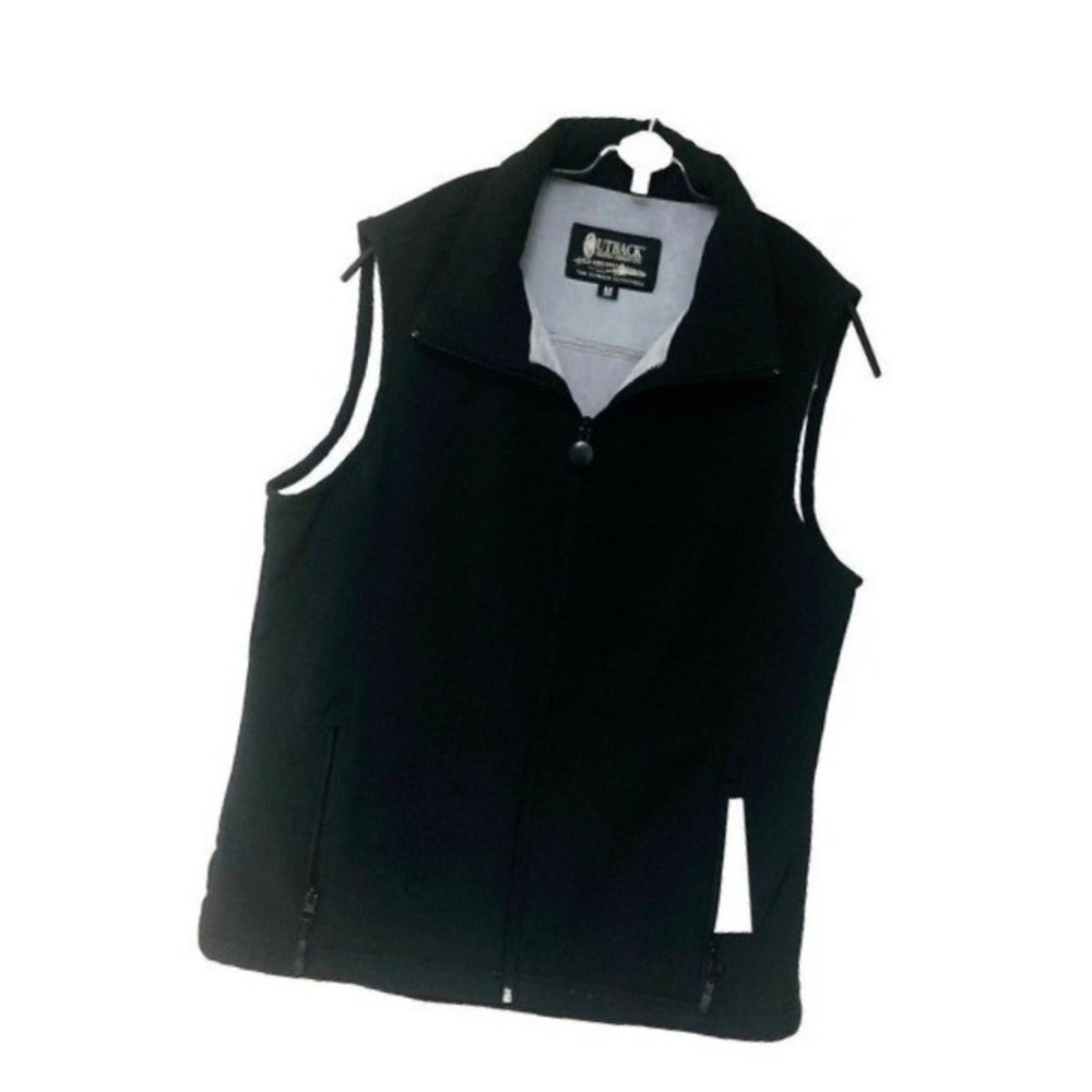 Outback Trading Equestrian Vest Lined Embroider Horse Black Softshell Womens M